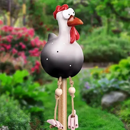 Produktbild: Jodimitty Huhn Deko Garten, Lustig Huhn Gartendeko Wetterfest, Handarbeit Gartenstatue Dekorative Huhn Gartenstecker, Tierfigur Gartenstecker Handarbeit Ornament, Dekorative Henne Huhn(Schwarz)
