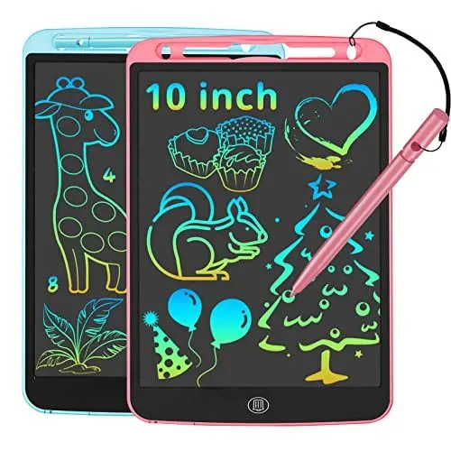 Produktbild: JOEAIS LCD Schreibtafel 2er-Pack, 10 Zoll Drawing Tablet mit Stylus Lanyard, Beschäftigung Digital Notepad für Kinder im Flugzeug, Zeichentafel für Jungen und Mädchen (Rosa+Blau)