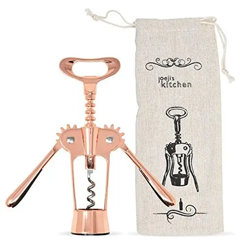 Produktbild: Joejis Korkenzieher Wein - Weinöffner Weinflaschenöffner Flaschenöffner Wein Öffner - Screwpull Korkenzieher Set für das einfache Entfernen von Korken aus Wein, Bier, Olivenöl, & mehr - Roségold Gold