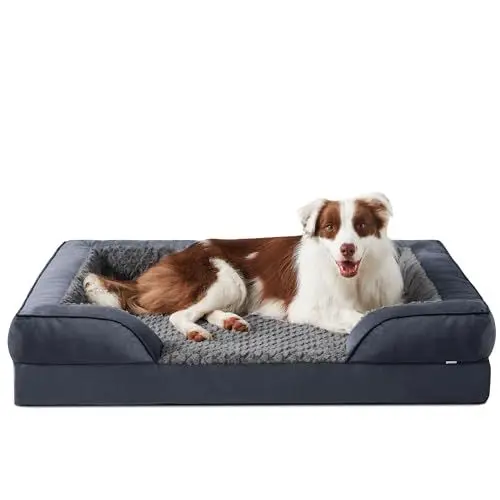 Produktbild: JOEJOY Großes Orthopädisches Hundebett, großes waschbares Katzenbett Hundekissen mit Wabenstruktur und abnehmbarem wasserdichte Fütterung Schaumstoff hundebett orthopädisch hellgrau