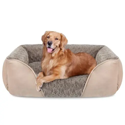 Produktbild: JOEJOY Hundebett Grosse Hunde, Hundekorb Waschbar Flauschig, rutschfest Anti-Angst Hundebetten Weich Bequem, Hundekörbchen für Grosse Hunde und Katzen, 89x63x23cm