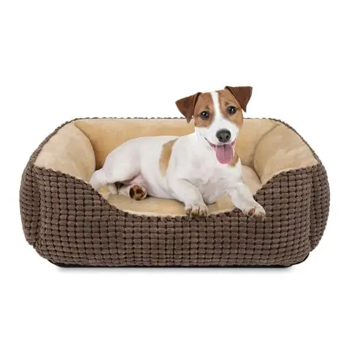 Produktbild: JOEJOY Hundebett Mittelgroße Hunde, Hundekorb Waschbar Flauschig, rutschfeste Plüsch Hundekörbchen, 63x53x20cm, Hundebetten für Kleine und Mittelgroße Hunde und Katzen