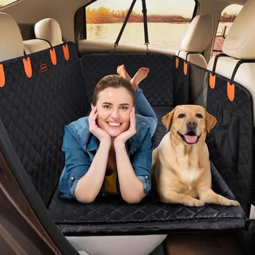 Produktbild: JOEJOY Hundedecke Auto Rückbank, Hundesitz Auto Rückbank Verbreitert, Hunde Autositz Rückbank mit Harter Unterseite, Hundesitzbezug Wasserdicht Kratzfest mit Sicherheitsgurt