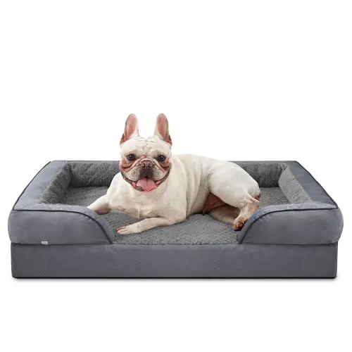 Produktbild: JOEJOY Mittelgroß Orthopädisches Hundebett, mittelgroßes waschbares Katzenbett Hundekissen mit Wabenstruktur und abnehmbarem wasserdichte Fütterung Schaumstoff hundebett orthopädisch Hellgrau