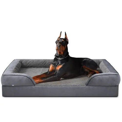Produktbild: JOEJOY XXL Orthopädisches Hundebett, XXL waschbares Katzenbett Hundekissen mit Wabenstruktur und abnehmbarem wasserdichte Fütterung Schaumstoff hundebett orthopädisch Hellgrau