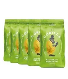 Produktbild: Joerges Gorilla Kaffeehaus-Mischung, 5er Vorteilspack (5x 1000g), ganze Kaffeebohnen, Röstkaffee, Caffè