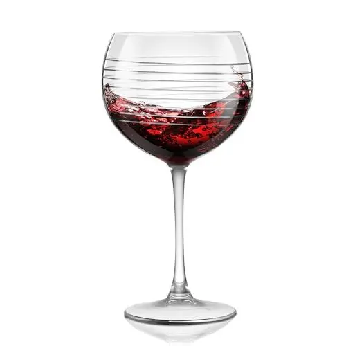 Produktbild: Joeyan 700ml Große Weißweingläser, Handgefertigten Graviert mit Streifenmuster, Burgunder Rotweinglas mit Stiel, Riesen Weingläser spülmaschinenfest, Bauchige Rotwein Ballon Gläser für Gin Tonic