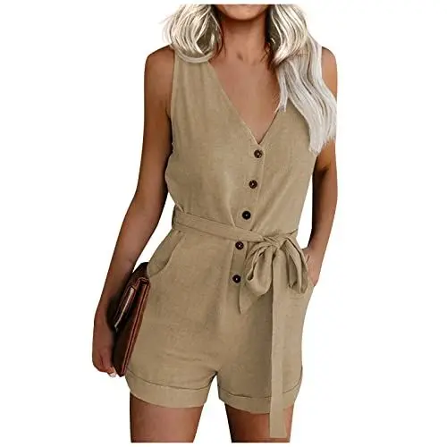 Produktbild: Joggers Women Atmungsaktiv Polyester Jumpsuit Higwaist Hip Breite Beine Regular Kur Joggers Damen Frühlingse Mit Taschen Yoga Blumenprint Khaki