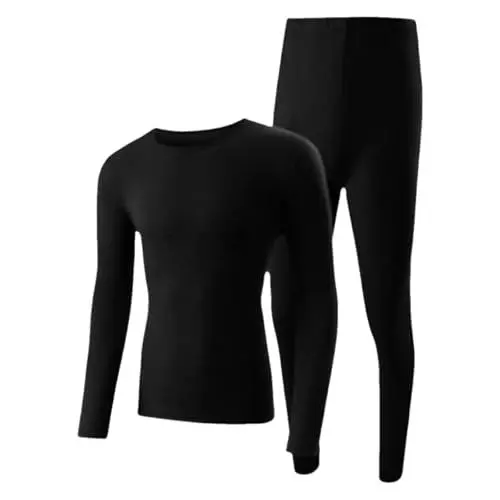 Produktbild: biJerou Atmungsaktive Weste Herren Long Thermal Underwear Fleece Lined Leggings Set for Cold Weather (Black, L)