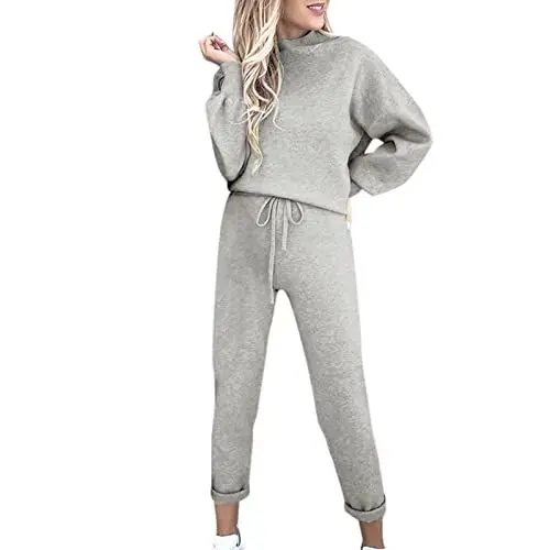 Produktbild: Jogginganzug Damen, Sets Women, Hausanzug Damen kurzgröße, skims Dupe, Kleid mit Pullover 2 teiler, Sport Set, Trainingsanzug Retro, 2 Piece Set Women, 80er Jogginganzug, gerippte Leggings, strickset