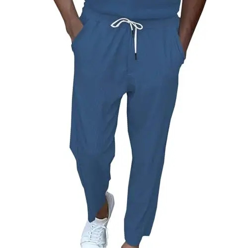 Produktbild: Jogginghose Cargo Herren Herrenhose mit Taschen, lockere Cordhose, Sommerhose, lässige Hose, atmungsaktive Herrenhose Herren Kurze Hose Rot (Blue, XXL)