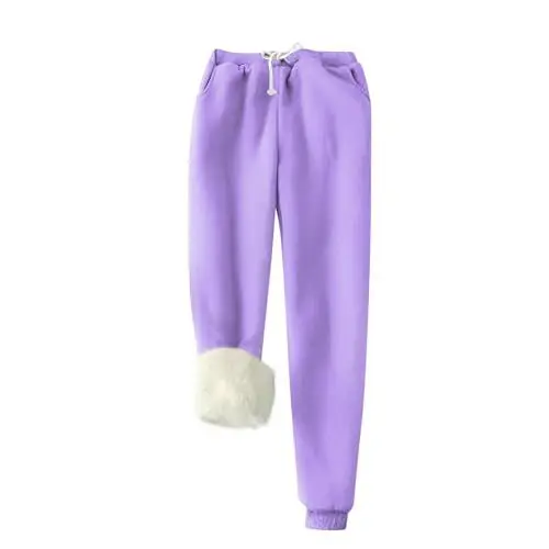 Produktbild: Jogginghose Damen Lang High Waist Hose Damen Stoffhose Damen Winter Sport Hosen Damen Jogginganzug Damen Warm Winter Sportbekleidung für Damen Reisehose Damen Freizeithose Damen 03-Lila 3XL