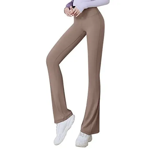 Produktbild: Jogginghose Damen Lang Schwarz Outdoor-Sport Ausgestelltem Bein Schlaghose Bequeme High Waist Bootleg Yogahose mit Taschen Skims Dupe Gymnastikhose Push Up Flared Leggings Sportleggins Trainingshose