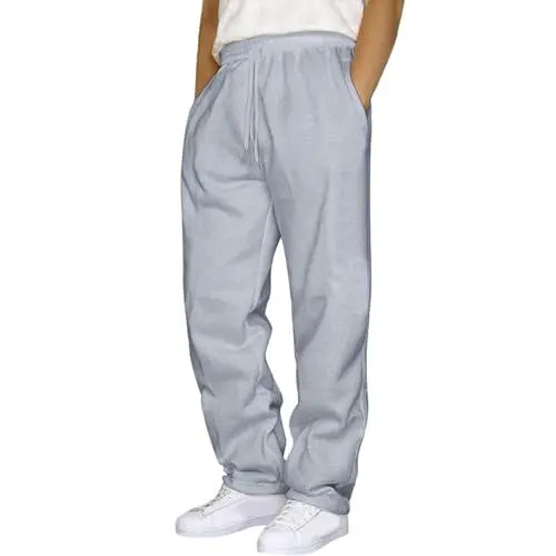 Produktbild: Generisch Jogginghose Herren Baggy Freizeithose Herren Lang Baumwolle Streetwear Hip Hop Sweatpants mit Taschen Einfarbig Elastische Bund Wide Leg Bequeme Outdoorhose Sporthose