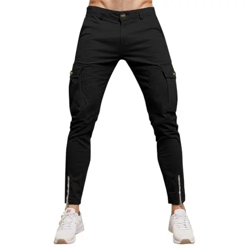 Produktbild: Jogginghose Herren Cargohose Einfarbige Hose Männer Causal Sporthose Elastische Freizeithose Cargohose Herren Lang 5XL Chino Hose Herren Oliv Hose Herren kurz elegant