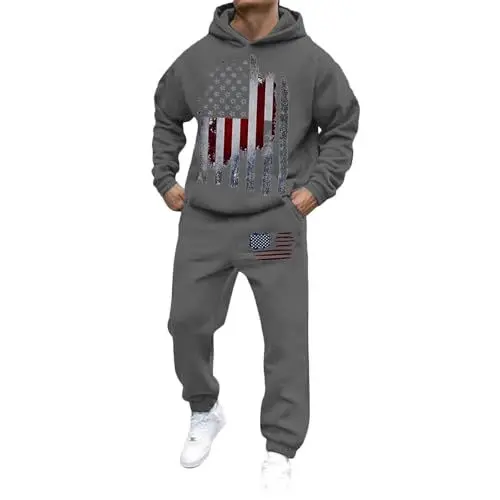 Produktbild: Jogginghose Herren Herren Casual Fashion Loose 3D-bedrucktes Hoodie-Hosen-Set Weste Für Senioren (Dark Gray, S)