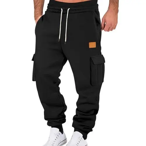 Produktbild: Jogginghose Herren Sport Trainingshose Lang Cargo Jogginghosen Baumwolle Sweathosen Tall Atmungsaktiv Sporthose Männer Warme Sweathose trekkinghose Track Hosen Mit Taschen Sweat Active Pants