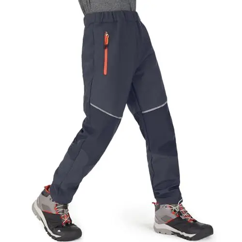 Produktbild: Jogwits Kinder Wanderhose Softshellhose Gefüttert Cargohose Wasserdicht Thermohose Jungen Mädchen Schneehose Winter Outdoorhose Gray-2XL-1510