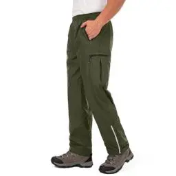 Produktbild: Jogwits wasserdichte Regenhose für Herren Atmungsaktiv Winddicht Outdoorhose Elastischer Bund Hose Leichte Regenhose zum Wandern Camping Golf Army Green-M