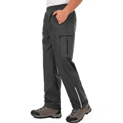 Produktbild: Jogwits wasserdichte Regenhose für Herren Atmungsaktiv Winddicht Outdoorhose Elastischer Bund Hose Leichte Regenhose zum Wandern Camping Golf Black-M