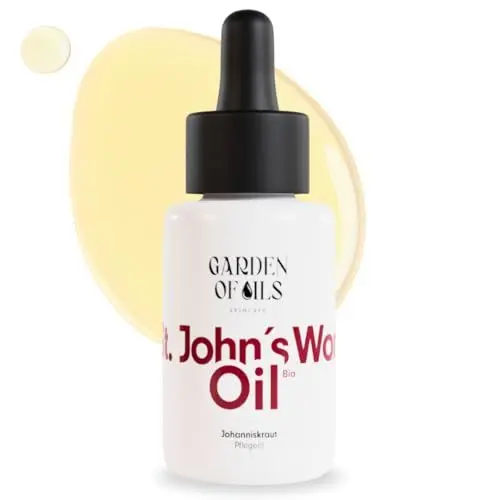 Produktbild: Johanniskrautöl BIO - Natürliches Rotöl Made in Germany - Zur Pflege von Narben, trockener Haut sowie Massage & Entspannung - Garden of Oils …