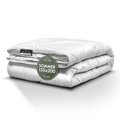 Produktbild: John Cotton New Way Bettdecke 135x200 - Leichte Steppdecke für Sommer | Super Weiche & Atmungsaktive Allergiker Sommerdecke | Oeko-Test Zertifiziert Decke | Sommerbettdecken | Dünne Decken | Weiß