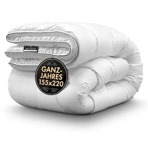 Produktbild: John Cotton Night Cloud Bettdecke 155x220 - Premium Klasse Steppdecke für Allergiker | Oeko-Test Zertifiziert Bettdecken | Weiche Microfaser Ganzjahresdecke - Atmungsaktive Schlafdecke | 155 220