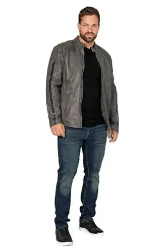 Produktbild: John F. Gee Herren große Größen Übergrößen Menswear L-8XL Lederjacke, echtes Leder, bis 74 Mittelgrau 62 200831329-62