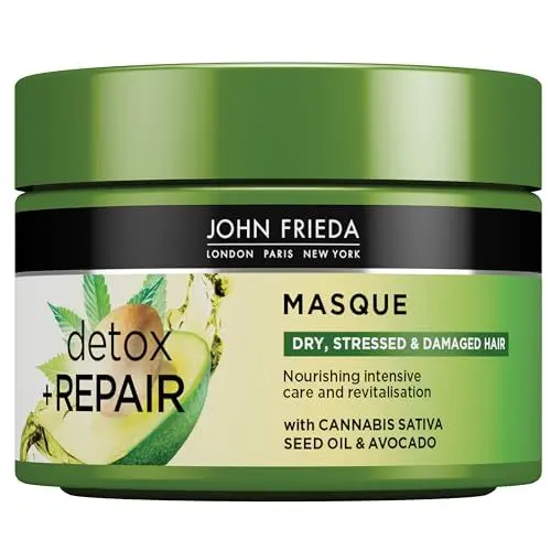 Produktbild: John Frieda Detox & Repair Maske für trockenes, strapaziertes & geschädigtes Haar mit Avocado-Öl und grünem Tee, 250 ml