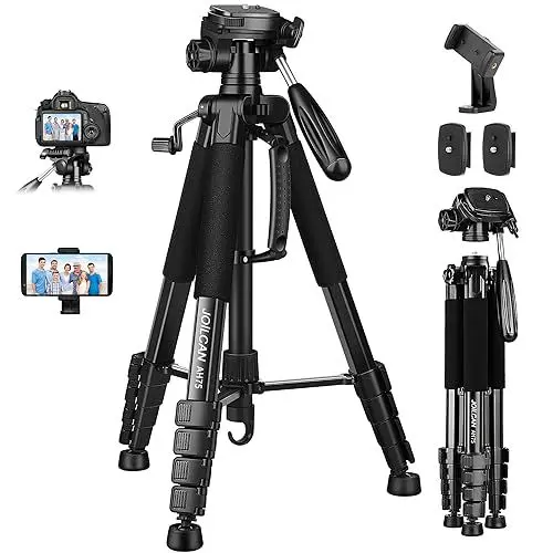 Produktbild: JOILCAN Kamera Stativ, 187cm Fotostativ mit Abnehmbar Kopf, Camera Tripod mit Tragetasche für Canon Nikon DSLR Mirrorless, Aluminium Dreibeinstativ Tragkraft 5kg mit Handyhalterung for Smartphone