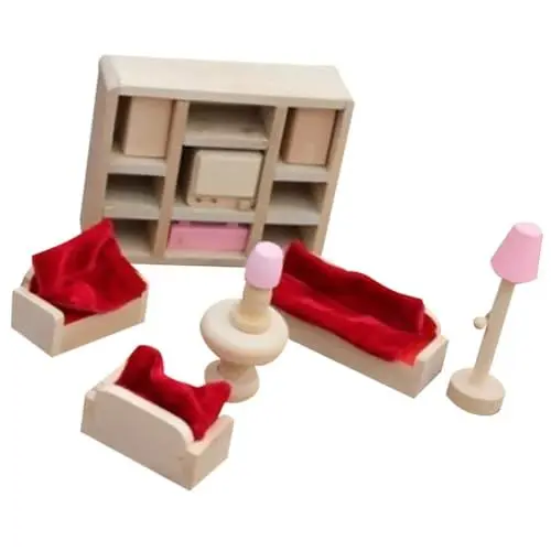 Produktbild: JOINPAYA 11-Teiliges Puppenhaus-Minimöbel-Set: Puppenhaus-Wohnzimmer-Wohnzimmerzubehör Aus Holz Für Puppenhaus