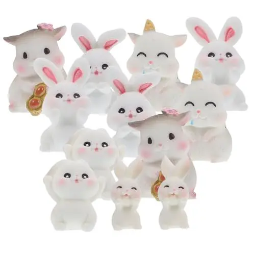 Produktbild: JOINPAYA 12St Kaninchen-Kaminornamente schöne Hasenfiguren Feenverzierung Miniatur-Feengarten-Ornament Feengarten Zubehör Kaninchen-Miniaturfiguren kleine Kaninchenpuppendekoration Harz