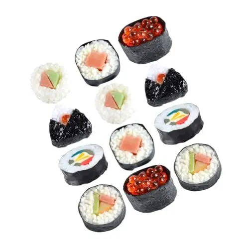 Produktbild: JOINPAYA 12 Stück Japanische Sushi-simulationsmodelle Gefälschte Sushi-Lebensmittel-Requisite Für Restaurant-fotoshootings PVC-Material – Langlebige Realistische Darstellung
