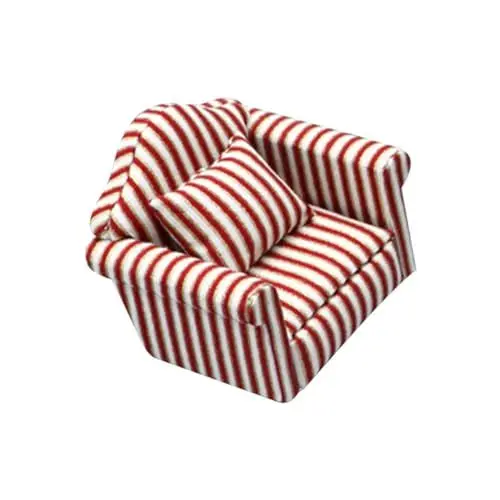 Produktbild: JOINPAYA 112 Miniatur Puppenhaus Sofa Set Kissen Puppenhaus Miniatur Möbel Modell Rot Gestreift