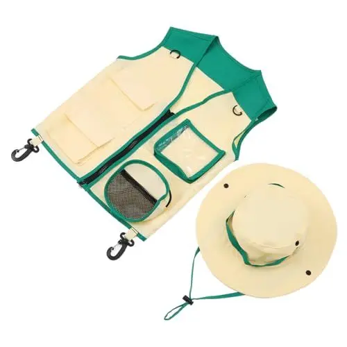 Produktbild: JOINPAYA Hut-Set Für Kinder Zum Campen Und Entdecken – 2-teiliger Outdoor-Sonnenhut Mit Breiter Krempe Und Weste