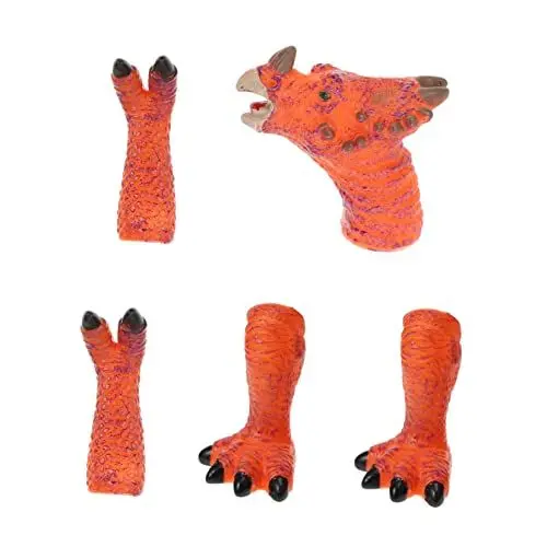 Produktbild: JOINPAYA 1 Satz Handpuppenspielzeug Kinderleistungsspielzeug Dinosaurier Geformtes Spielzeug Streichspielzeug Lustig Familie Fingerpuppen Mini-tierspielzeug Tierpuppen Plastik Orange