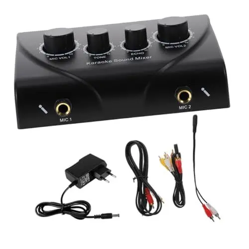 Produktbild: JOINPAYA 1 Satz Karaoke-Mixer tragbarer mixer portable mixer CD-Player-Mixer Dualer Mikrofoneingang hochleistungsmixer Tonmischer Zweikanal-Audiomischer Mixer-Audio elektronisch Black