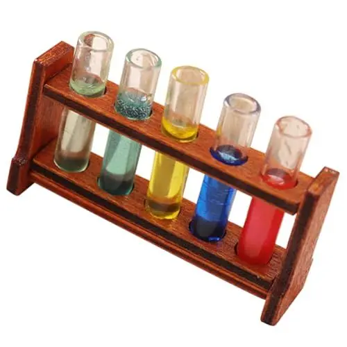 Produktbild: JOINPAYA 1 Satz Mini-Möbel Puppenhaus Reagenzgläser Mini-Reagenzglasgestell Miniatur-Puppenhauszubehör Dekoration Schlafzimmer cutermesserser Toy Mini-Labormodell kleine Hausrequisiten Holz