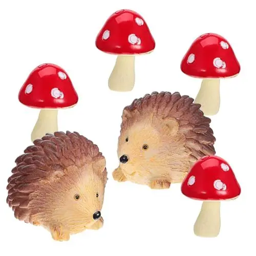Produktbild: JOINPAYA 1 Satz Pilz-Igel-Set Miniaturdekoration Herbst-pilz- Miniatur-igelfiguren Mini-gartendekoration Mini-landschaftszubehör Feengarten Zubehör Landschaftsfiguren Winzige Igel Harz
