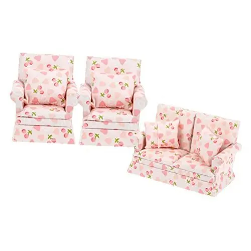 Produktbild: JOINPAYA 1 Satz Puppenstubensofa Miniatur-sofastuhl Miniatur-einzelsofa Puppenhaus-Sofa-Couch Miniaturmöbel Puppenhaus Sofa Stuhl Puppenhaus Mini-doppelsofa Couch Miniatur-Sessel Holz
