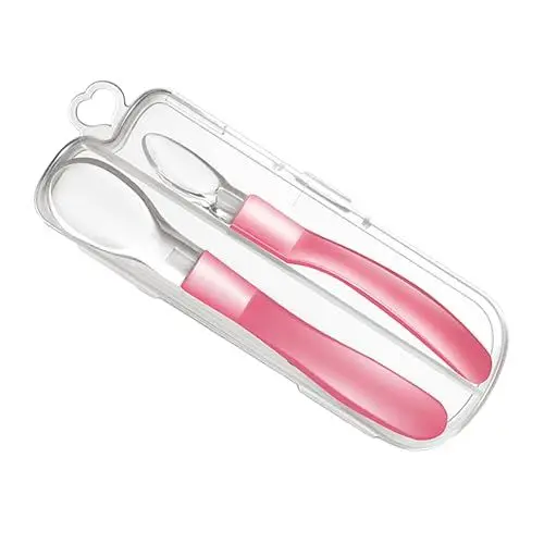 Produktbild: JOINPAYA 1er-set Kleinkindlöffel Aus Silikon Ergonomischer Baby-fütterungslöffel Ergänzungsnahrungsbox für Babynahrung Trainingsgeschirr in Babynahrungsqualität Rot