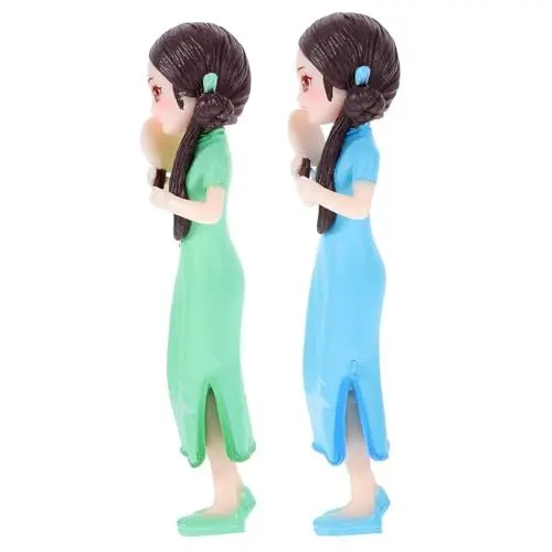 Produktbild: JOINPAYA 2 Stücke Harz Chinesischen Cheongsam Puppen Traditionellen Desktop Hause Büro Ornament Harz Dekorationen