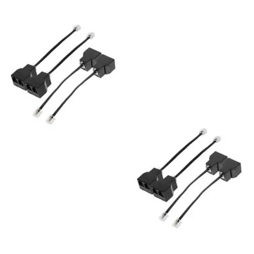 Produktbild: JOINPAYA 2 Sätze Telefonleitungsadapter Telefon Kabel Adapter Kabeladapter Telefonkonverter Telefonzubehör Black Kupfer 4 Stück * 2