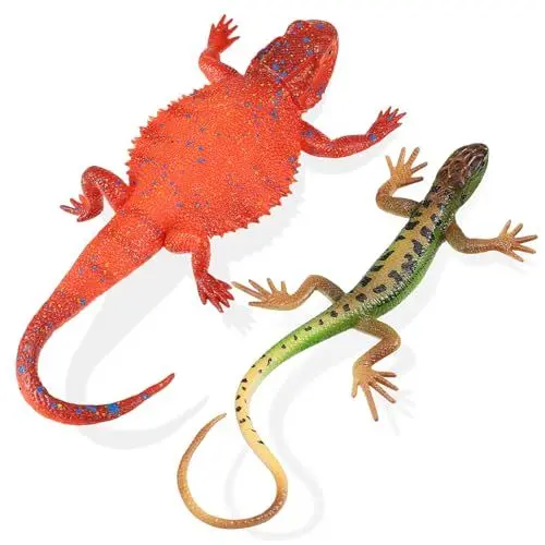 Produktbild: JOINPAYA 2 Stück Simulationstiermodell Ausgestopfte Eidechsen Spielzeuge Gecko Figur Gefälschte Leguan Raupe Spielzeug Terrarium Dehnbare Reptisoil