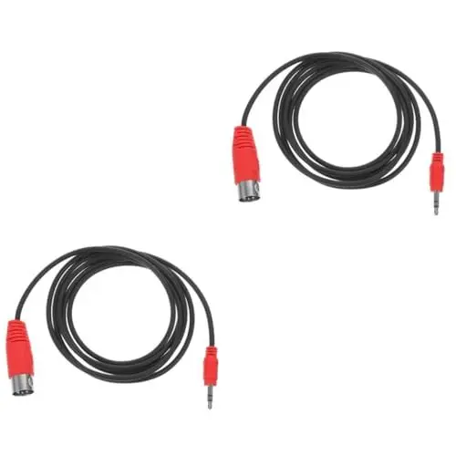 Produktbild: JOINPAYA 2st Audio-adapterkabel 3,5-audio-klinkenadapter Stereo-klinkenkabel 5-poliges Kabel 5-poliges Din-audiokabel 3,5-mm-audioadapter 3,5-mm-klinkenkabel 3,5-mm-stereokabel Rot Gummi