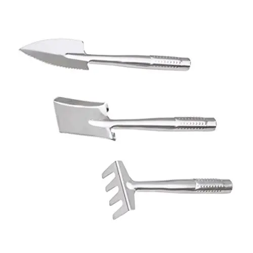 Produktbild: JOINPAYA 3 Stück 1 Satz Schaufelrechen aus Edelstahl Griff Sandschaufel Pflanzenpflegeset edelstahlspachtel gartenwerkzeuge bisschen nützliche Spitzschaufel Gartenzubehör Rostfreier Stahl