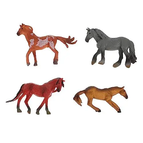 Produktbild: JOINPAYA 4 Stück Pferdemodell Pferdefigur Künstliche Pferdestatue kleine Pferdeskulptur Pferde spielzeugpferd Horse Toy Kinderaccessoire Desktop-Pferdespielzeug Plastik