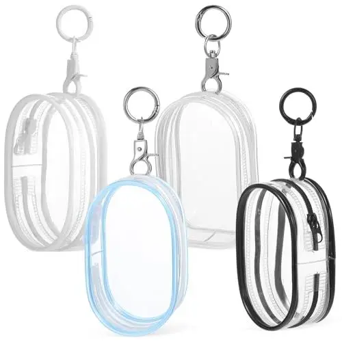 Produktbild: JOINPAYA 4 Transparente Figuren-Präsentationstaschen Mit Schlüsselanhänger Tragbare Kleine Puppen-Aufbewahrungstasche Zum Aufhängen B-Boxen Organizer Reißverschluss Sammlerstücke Vitrine