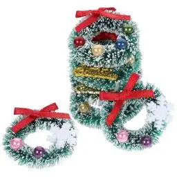 Produktbild: JOINPAYA 6 Stück Mini-Weihnachtskranz: Miniatur-Weihnachtsbaum Frost-Sisal Hängende Künstliche Ornamente Für Puppenhaus-Verzierungen Dekoration Im Winter