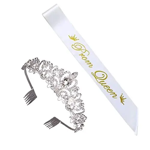 Produktbild: JOINPAYA kronen schärpe tiara: Prinzessin Krone Crown Women Abschlussfeier Schärpe Graduiere Schärpe Prinzessin Grad Tiara Abschlusskappe Mit Strass Student Schultergurt Aus Satin Dekorationen